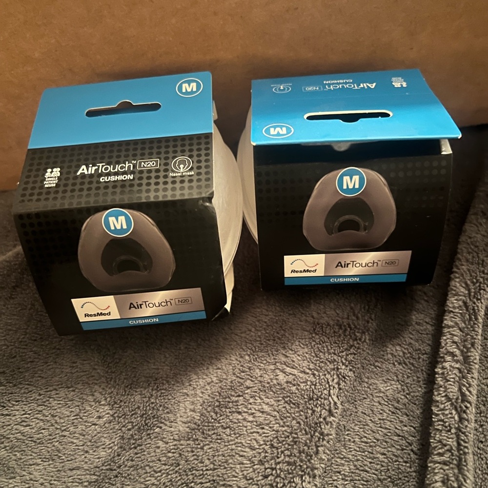 Two ResMed AirTouch N20 Cushion Set - Black and Blue